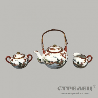 Картинка фарфоровый чайный сервиз на 6 персон. япония